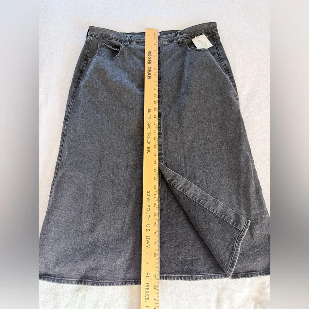 Black Denim Trad Wife Midi Skirt Button Front Country Modest Western Cowgirl
